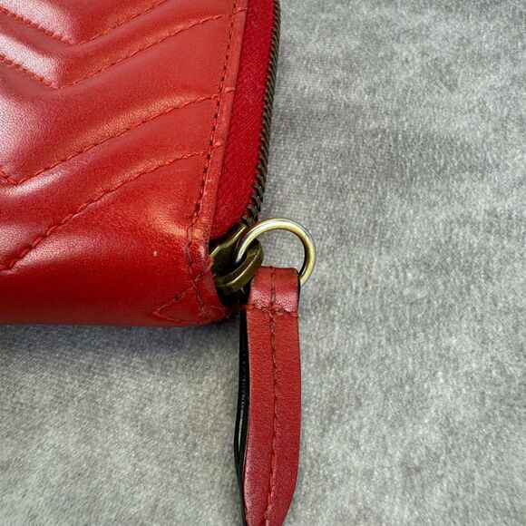 Gucci Gg Marmont Matelasse Quilted Accordion Red Wallet - Picture 9 of 14